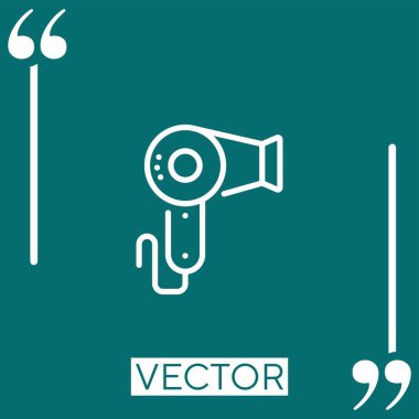 saç kurutma makinesi vektör simgesi doğrusal simgesi. Düzenlenebilir vuruş çizgisi