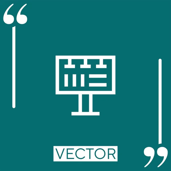 Colgando Icono Del Vector Cartelera Icono Lineal Línea Acariciada Editable — Vector de stock