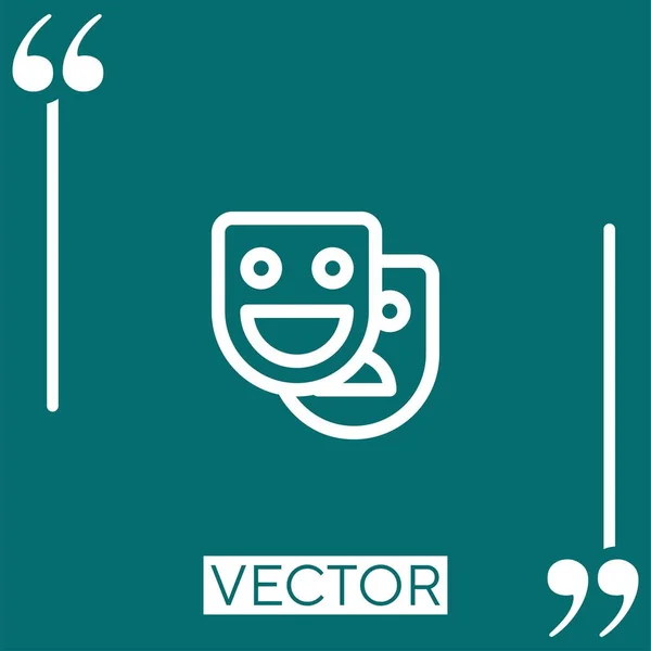 Teatro Máscaras Vector Icono Icono Lineal Línea Acariciada Editable — Vector de stock