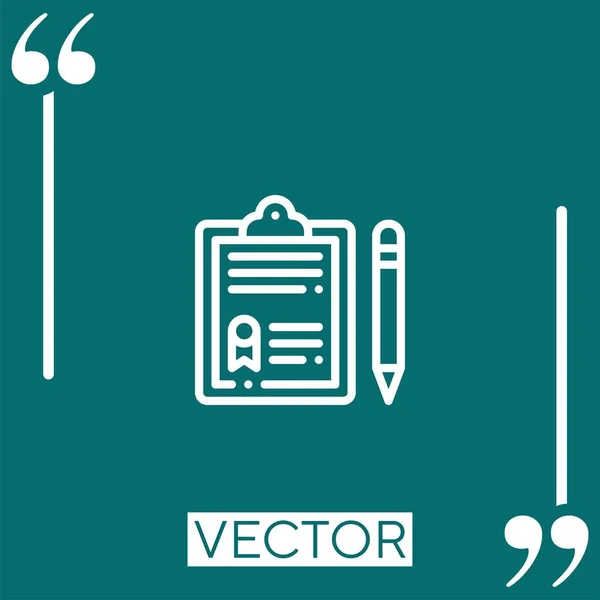 Portapapeles Vector Icono Icono Lineal Línea Carrera Editable — Vector de stock
