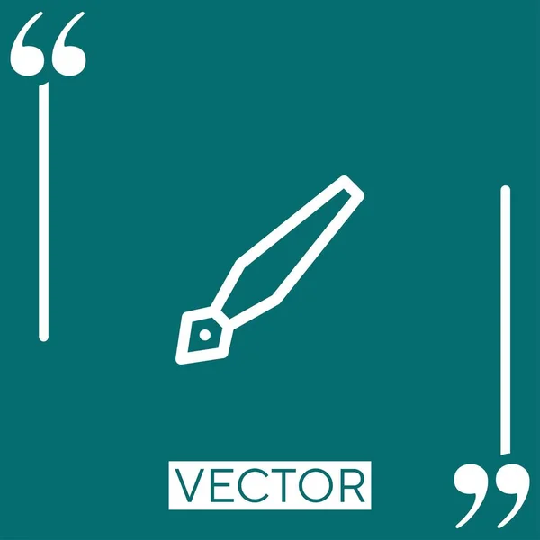 Ícone Vetor Pena Ícone Linear Linha Curso Editável — Vetor de Stock