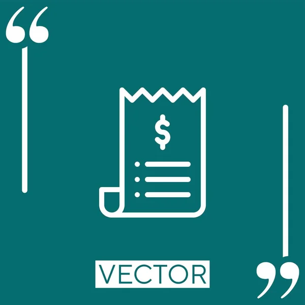 Bill Vector Icon Icono Lineal Línea Carrera Editable — Vector de stock