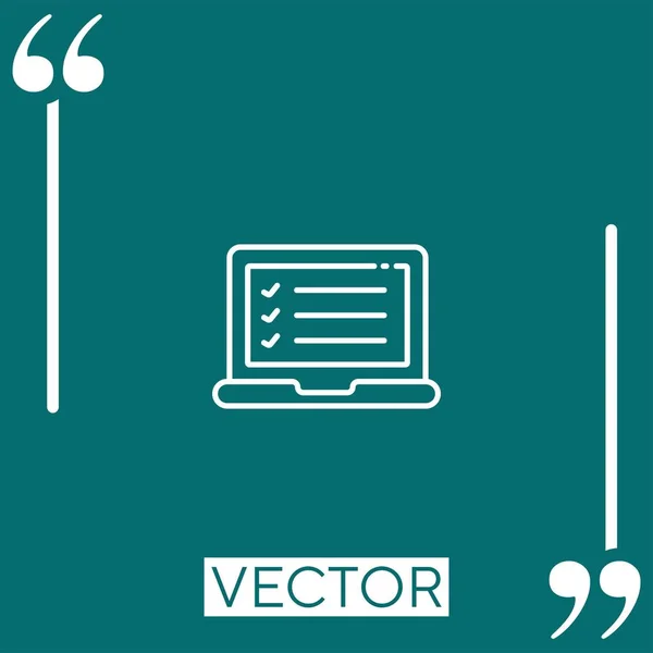 Laptop Vektorsymbol Lineares Symbol Editierbare Strichlinie — Stockvektor