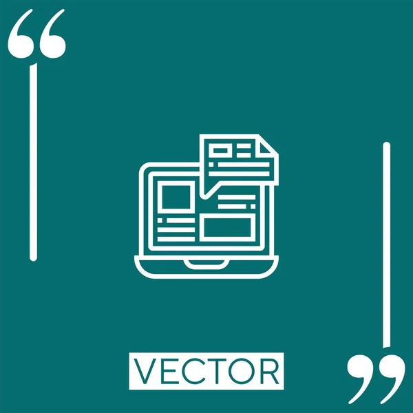 Icône Vectorielle Ordinateur Icône Linéaire Ligne Course Modifiable — Image vectorielle