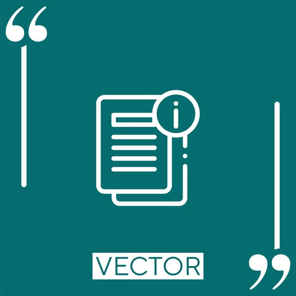 Иконка Вектора Файла Линейная Редактируемая Линия Хода — стоковый вектор