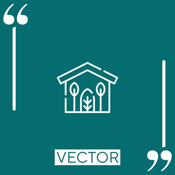 Grünes Home Vektor Symbol Lineares Symbol Editierbare Strichlinie — Stockvektor