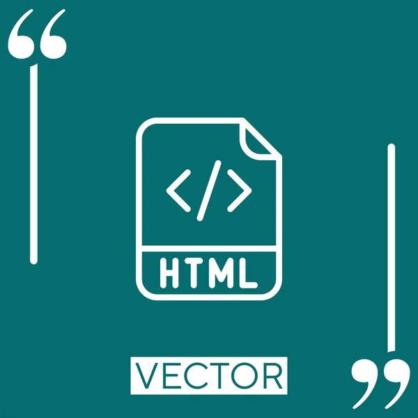 Ícone Vetorial Html Ícone Linear Linha Curso Editável — Vetor de Stock