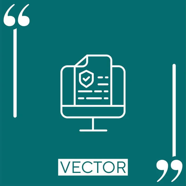 Ícone Vetor Seguro Ícone Linear Linha Curso Editável — Vetor de Stock