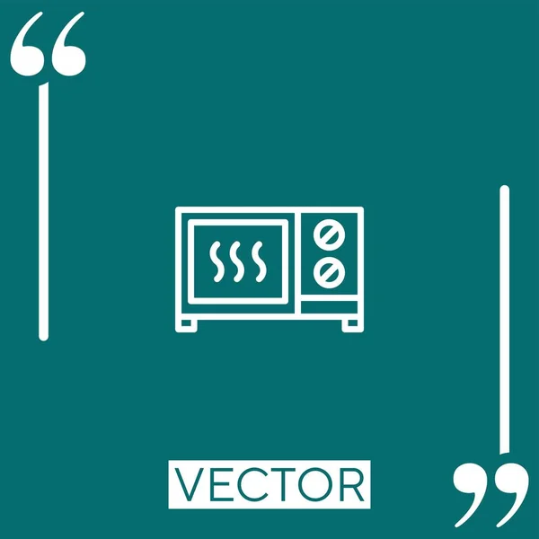 Microondas Ícone Vetor Forno Ícone Linear Linha Curso Editável — Vetor de Stock