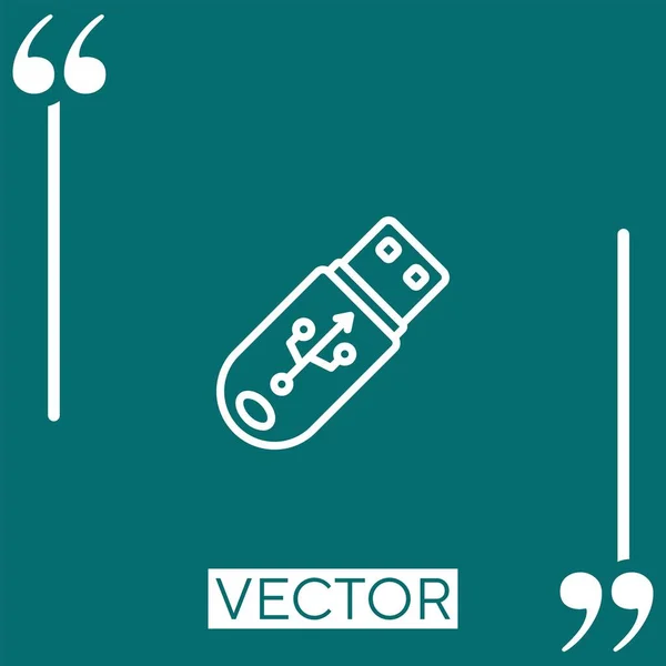 Pendrive Icône Vectorielle Icône Linéaire Ligne Course Modifiable — Image vectorielle
