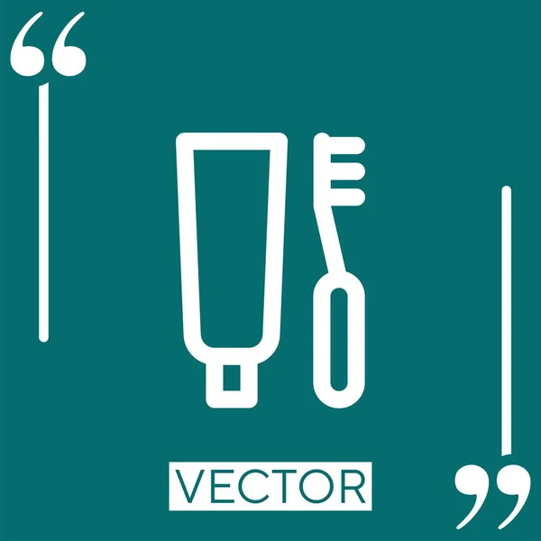 Zahnpflege Vektor Symbol Lineares Symbol Editierbare Strichlinie — Stockvektor