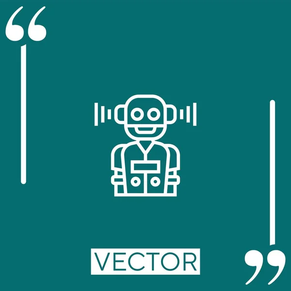 Robot Asistente Vector Icono Icono Lineal Línea Carrera Editable — Vector de stock