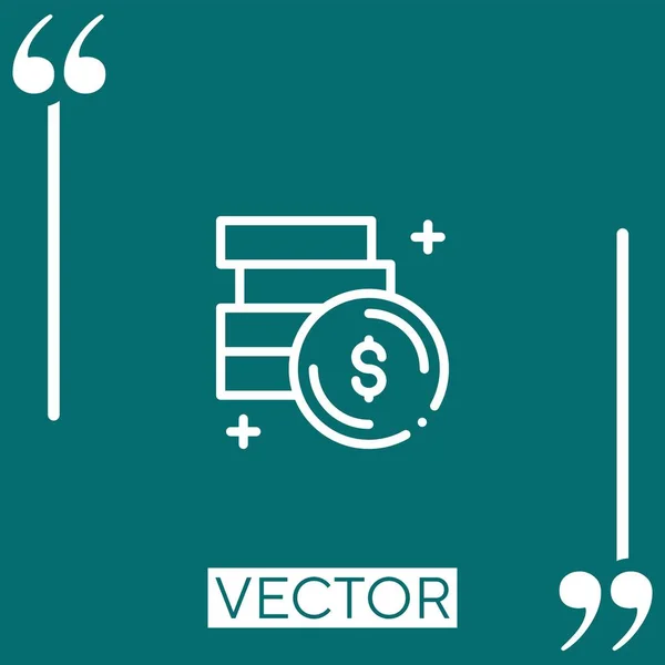 Money Stack Vector Icon Icona Lineare Linea Corsa Modificabile — Vettoriale Stock