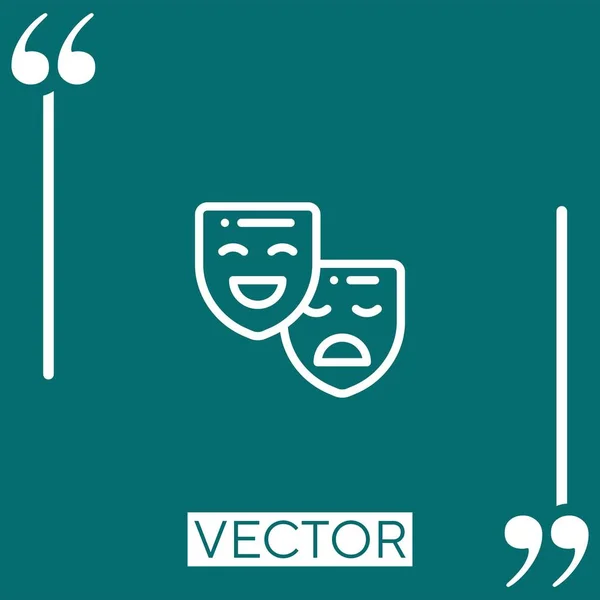 Theater Maskiert Vektor Symbol Lineares Symbol Editierbare Strichlinie — Stockvektor