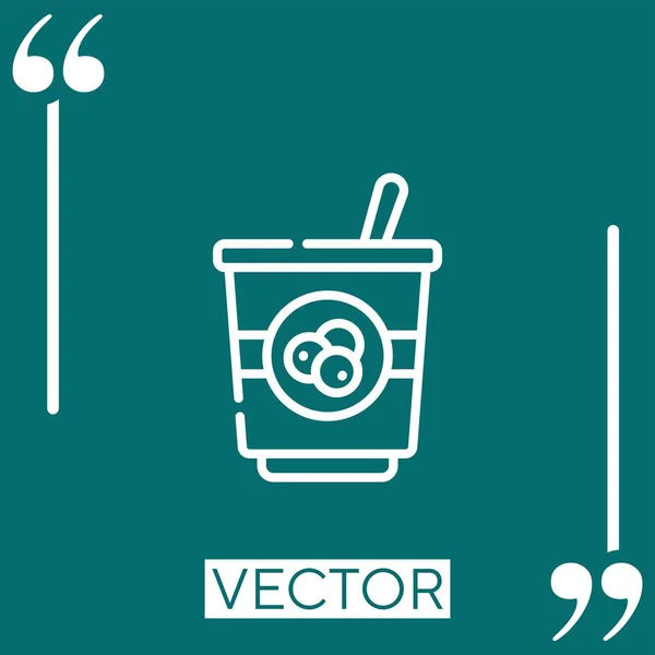 Yogurt Vector Icon Icono Lineal Línea Carrera Editable — Vector de stock