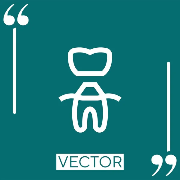 Ícone Vetor Coroa Dental Ícone Linear Linha Curso Editável —  Vetores de Stock