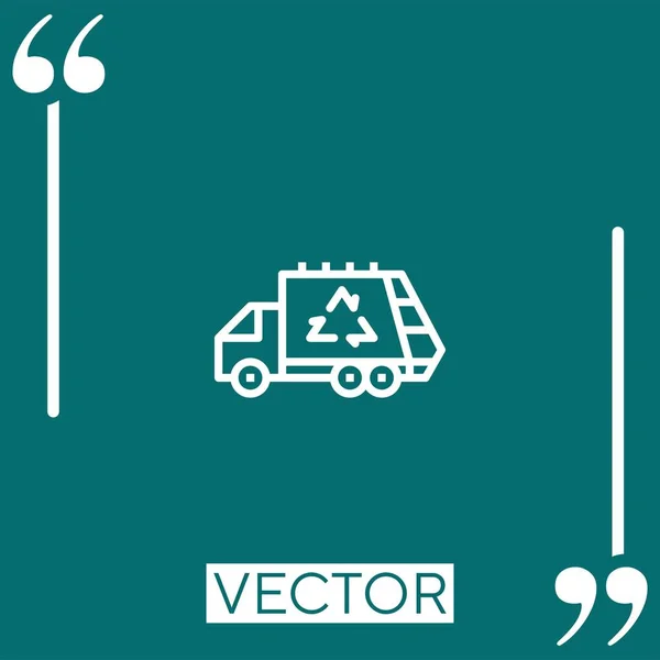 Müllwagen Vektor Symbol Lineares Symbol Editierbare Strichlinie — Stockvektor