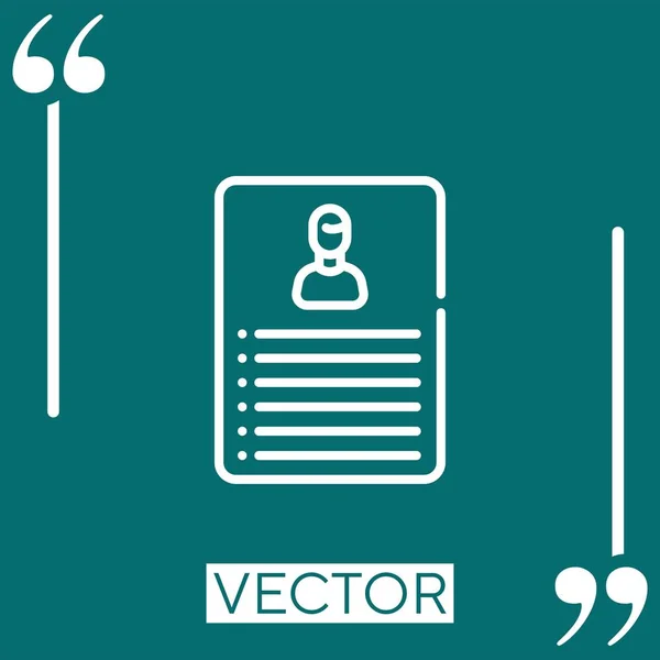 Ícone Vetor Currículo Ícone Linear Linha Curso Editável — Vetor de Stock
