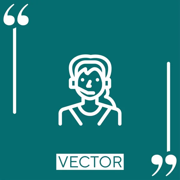 Call Center Agent Vector Icon Icono Lineal Línea Carrera Editable — Vector de stock