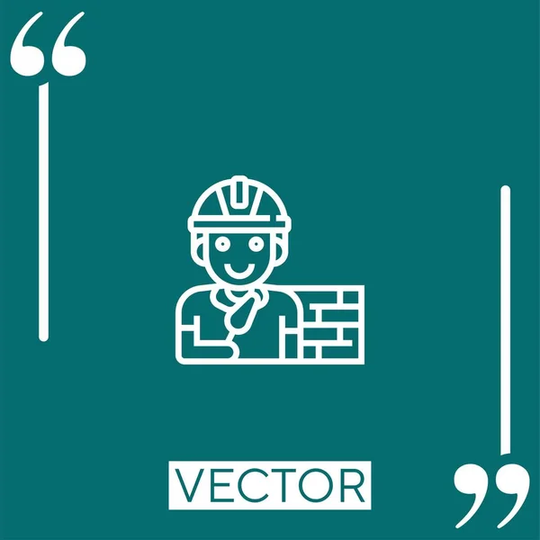 Ícone Vetor Trabalhador Ícone Linear Linha Curso Editável — Vetor de Stock