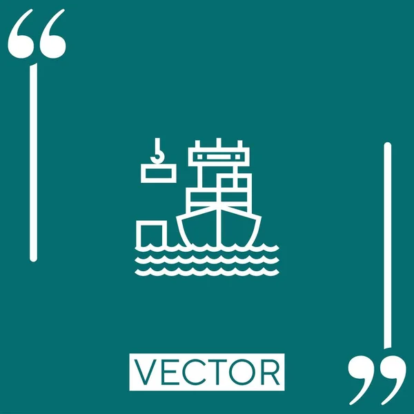 Ícone Vetor Navio Carga Ícone Linear Linha Curso Editável — Vetor de Stock