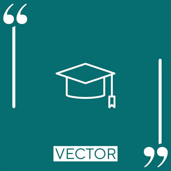 Mortarboard Vektorsymbol Lineares Symbol Editierbare Strichlinie — Stockvektor