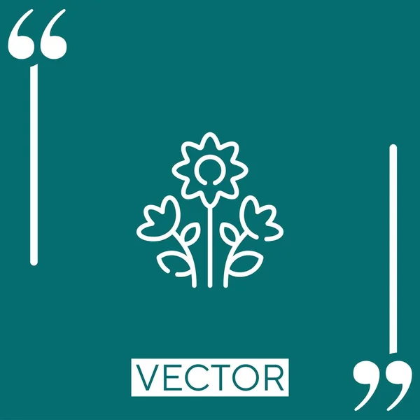 Ícone Vetor Flores Ícone Linear Linha Curso Editável — Vetor de Stock