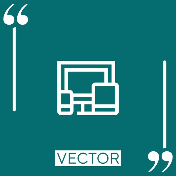 Ícone Vetor Monitor Ícone Linear Linha Curso Editável — Vetor de Stock