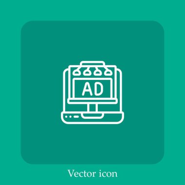 dizüstü bilgisayar vektörü doğrusal simgesi. Düzenlenebilir vuruş ile satır