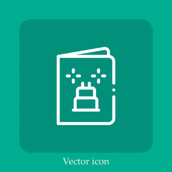 Ícone Vetorial Cartão Saudação Icon Line Linear Com Curso Editável — Vetor de Stock