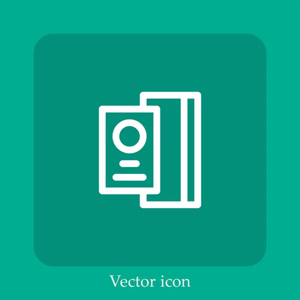 Icono Vector Pasaporte Icon Line Lineal Con Carrera Editable — Vector de stock