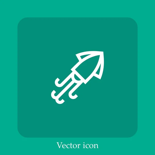 Icono Vector Calamar Icon Line Lineal Con Carrera Editable — Vector de stock