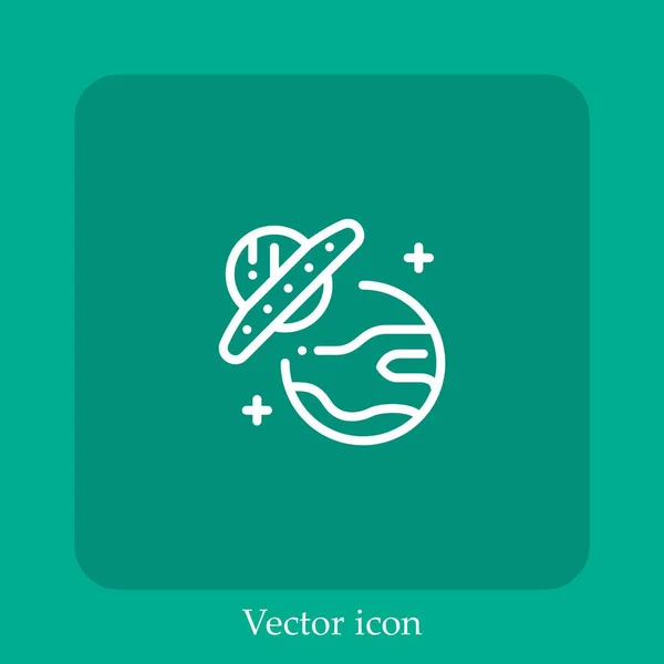 Ícone Vetorial Ufo Linear Icon Line Com Curso Editável — Vetor de Stock