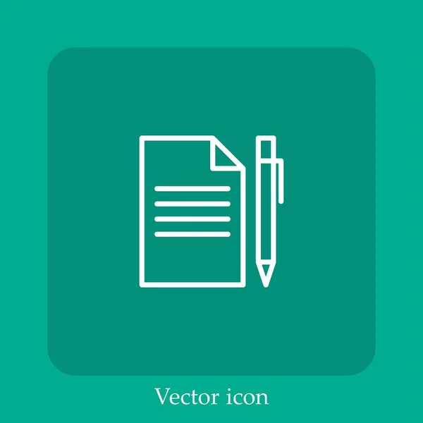 Escrevendo Ícone Vetorial Linear Icon Line Com Curso Editável — Vetor de Stock