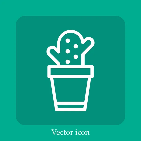 Cacto Ícone Vetor Linear Icon Line Com Curso Editável —  Vetores de Stock