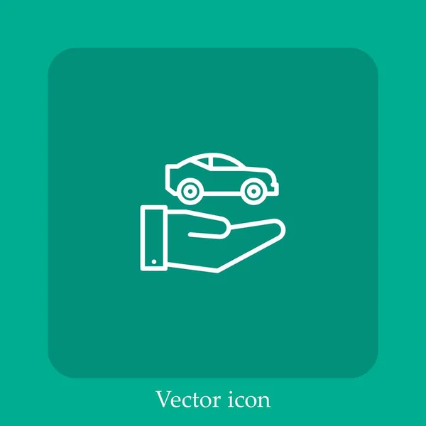 Icono Vector Coche Icon Line Lineal Con Carrera Editable — Vector de stock