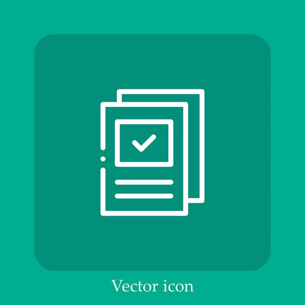 Documentos Icono Vectorial Icon Line Lineal Con Carrera Editable — Vector de stock