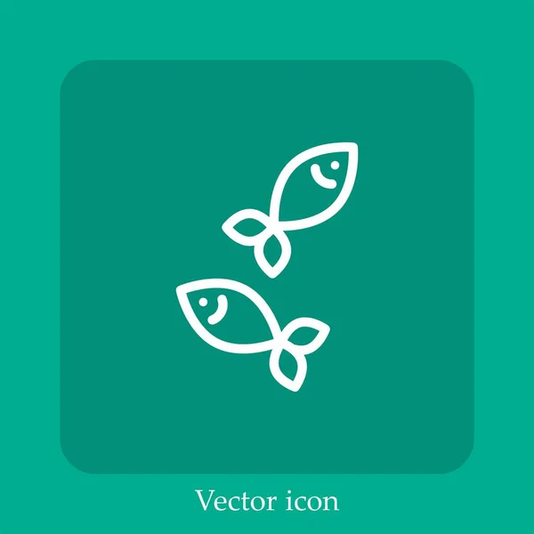 Icône Vectorielle Poisson Icône Linéaire Ligne Avec Course Modifiable — Image vectorielle