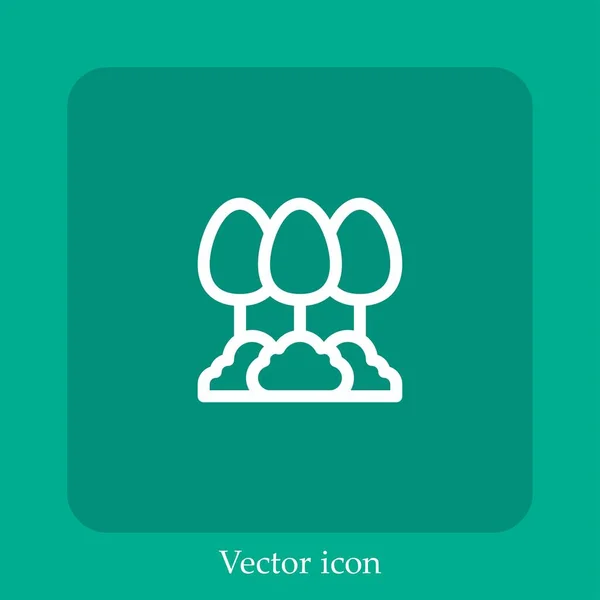 Ícone Vetor Floresta Linear Icon Line Com Curso Editável — Vetor de Stock