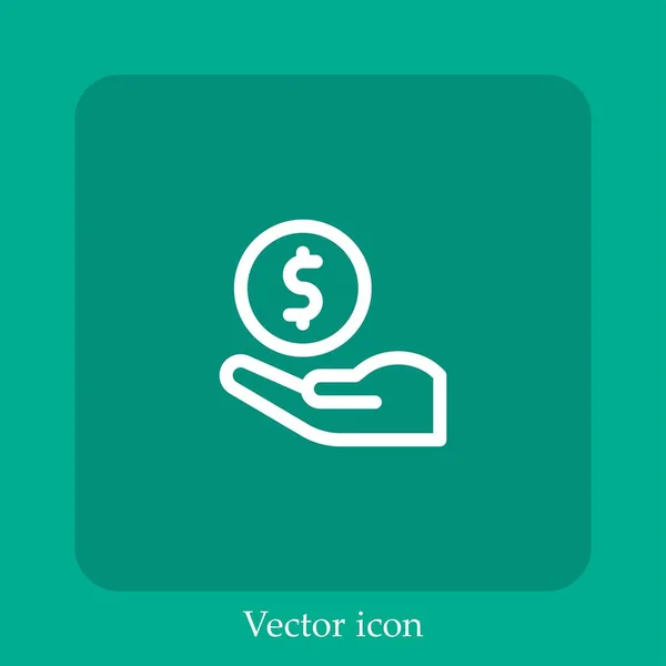 Ícone Vetor Mão Linear Icon Line Com Curso Editável — Vetor de Stock