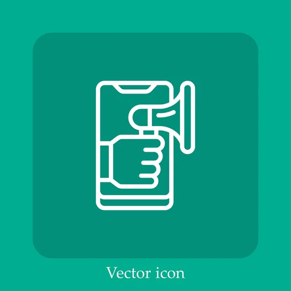 Icône Vectorielle Mobile Icône Linéaire Ligne Avec Course Modifiable — Image vectorielle