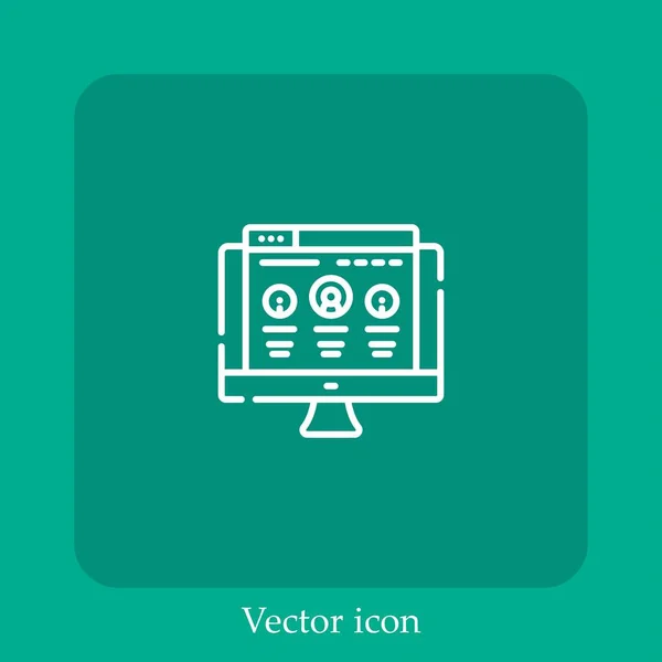 Icono Vector Perfil Icono Lineal Línea Con Carrera Editable — Vector de stock