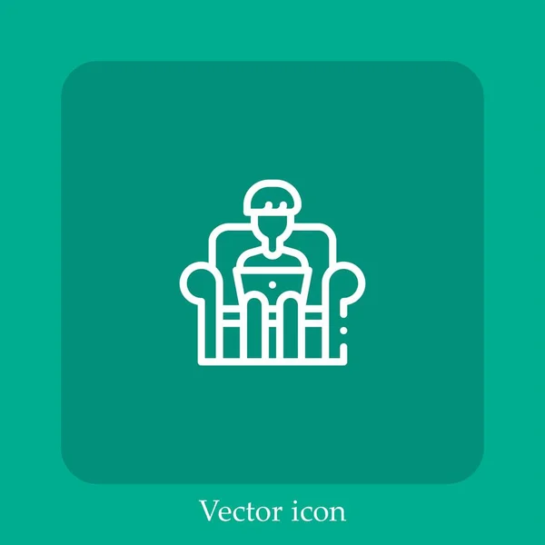 Icon Line Vector Teletrabajo Icono Lineal Con Carrera Editable — Vector de stock