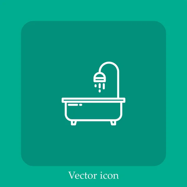 Ícone Vetorial Banheira Linear Icon Line Com Curso Editável — Vetor de Stock