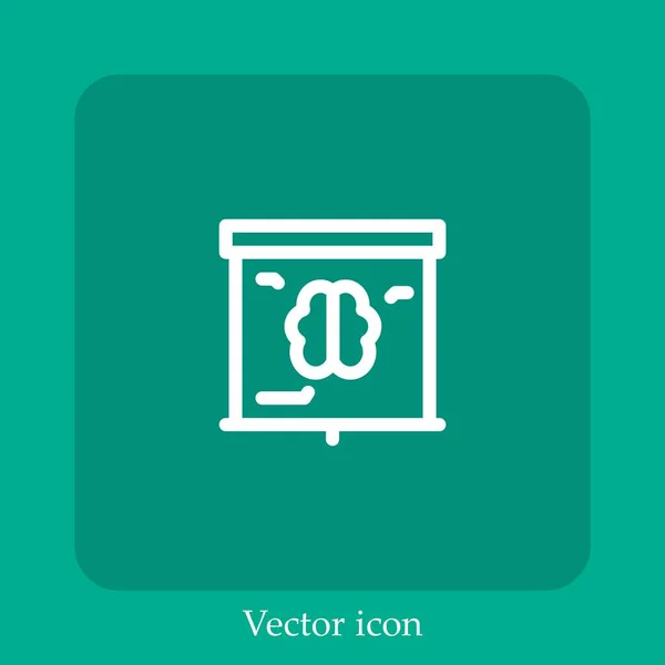 Icône Vectorielle Cérébrale Icône Linéaire Ligne Avec Course Modifiable — Image vectorielle