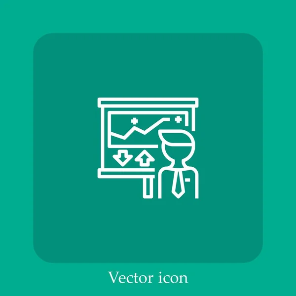 Icono Vector Plan Negocio Icon Line Lineal Con Carrera Editable — Vector de stock