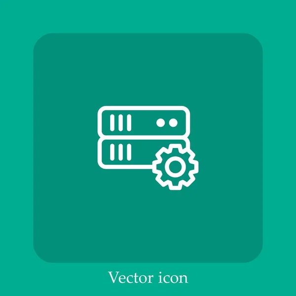 Icono Del Vector Del Servidor Icon Line Lineal Con Carrera — Vector de stock