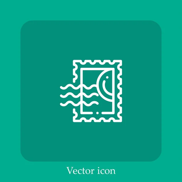 Icono Vector Sello Icon Line Lineal Con Carrera Editable — Vector de stock