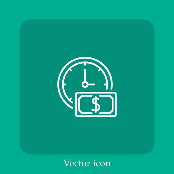 Tempo Ícone Vetor Dinheiro Linear Icon Line Com Curso Editável — Vetor de Stock