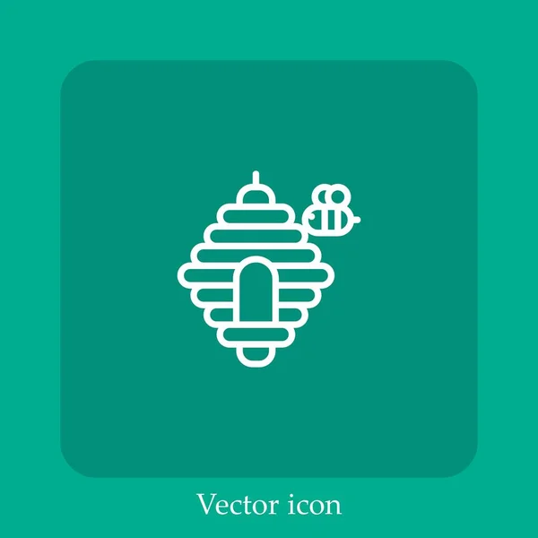 Bienenstock Vektorsymbol Linear Icon Line Mit Editierbarem Strich — Stockvektor